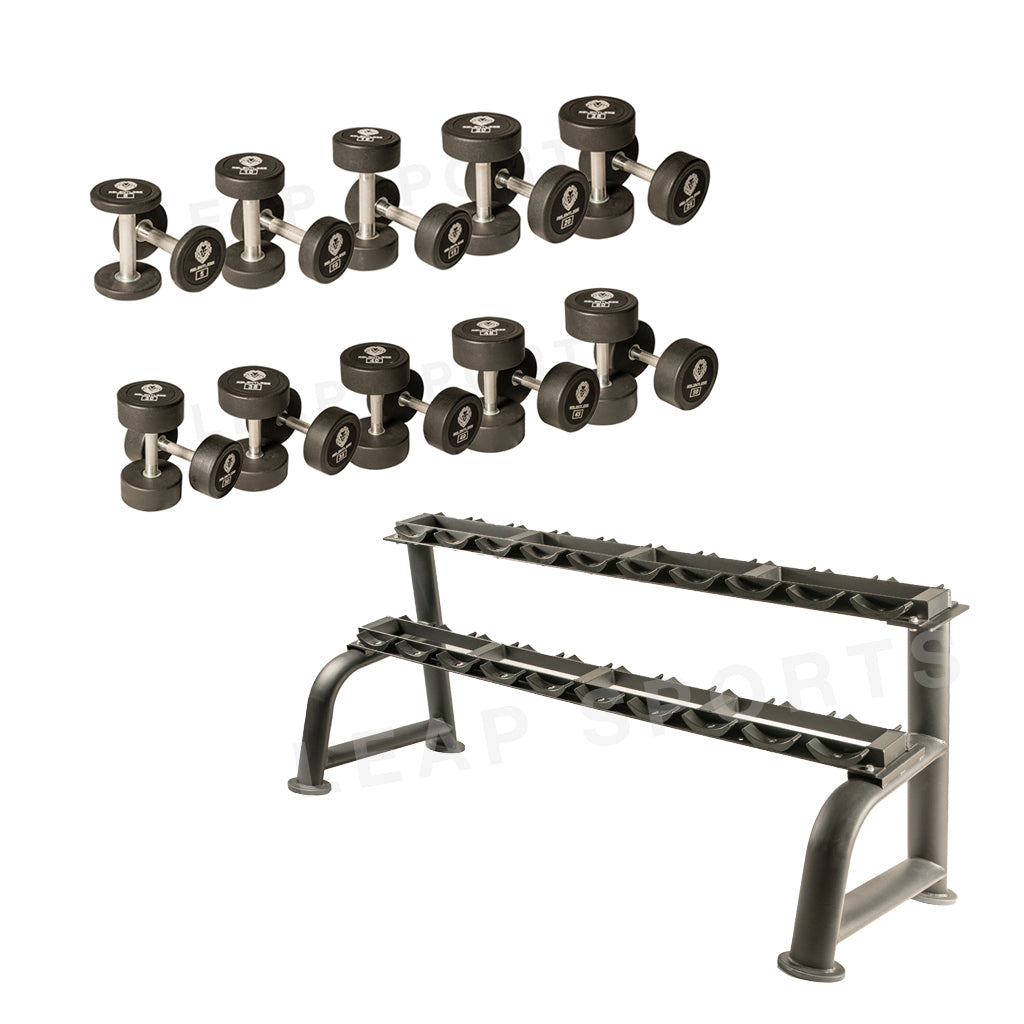 LEAP SPORTS Dumbbell Set + 2-Tier Storage Rack - Fitness Equipments ...